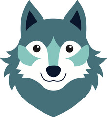 Cute Wolf head cartoon vector illustration.