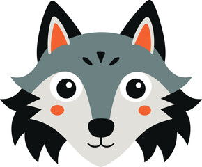 Cute Wolf head cartoon vector illustration.
