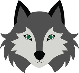 Cute Wolf head cartoon vector illustration.