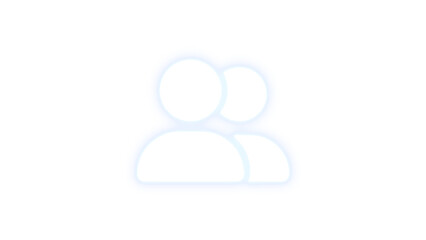 User group icon white color glowing neon on transparent background