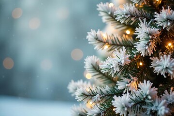 Sparkling garlands on white Christmas tree with snowflakes, , Wreath On Tree, Garlands On Tree