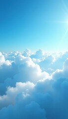 Fototapeta premium Light misty clouds float across the bright blue sky, blue, serene, fog