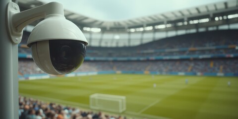 Fototapeta premium a security camera is shown in front of a soccer stadium