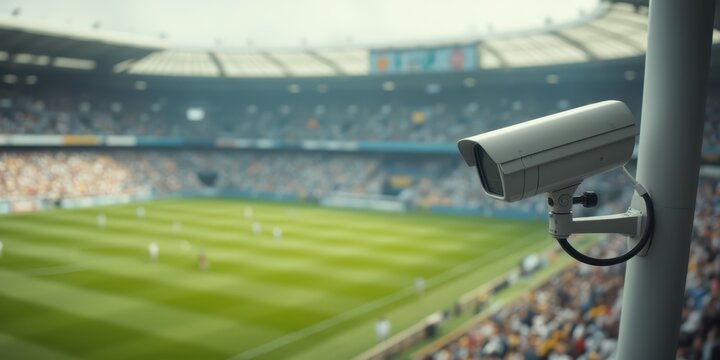 a security camera is looking at a soccer stadium