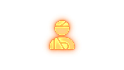 User injured icon brown color glowing neon on transparent background