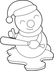 Fototapeta premium Snowman Christmas Baseball Vector Graphic Art Illustration