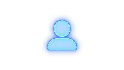 User large icon blue color glowing neon on transparent background