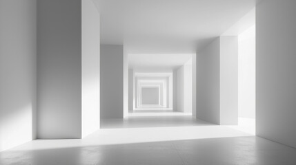 Fototapeta premium Endless hallway with repeating geometric patterns and symmetry