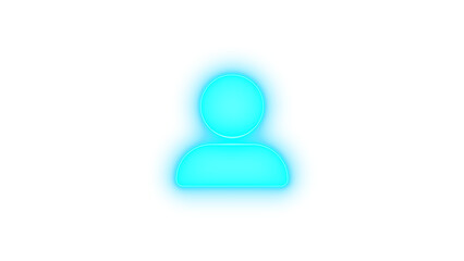 User large icon cyan color glowing neon on transparent background
