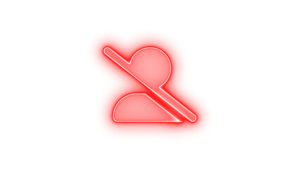 User large slash icon red color glowing neon on transparent background