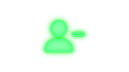 User minus icon green color glowing neon on black background