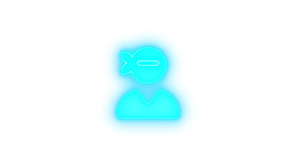 User ninja icon cyan color glowing neon on black background © ميسبسف