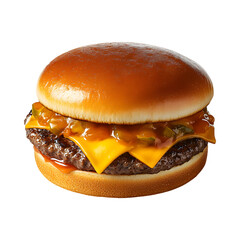 Delicious Smash Burger with Cheese Isolated on Transparent Background