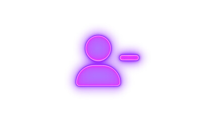 User minus icon purple color glowing neon on black background