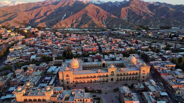 A breathtaking 4K ultra-HD aerial stock video capturing the vibrant and historic cityscape of Kabul, Afghanistan, nestled within the rugged mountains.