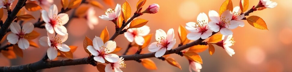 Obraz premium Orange tree branches laden with white flowers, blossoming, bloom, orchard