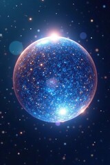 Fototapeta premium Shimmering blue aura surrounding a glowing orb, shine, aura, iridescent
