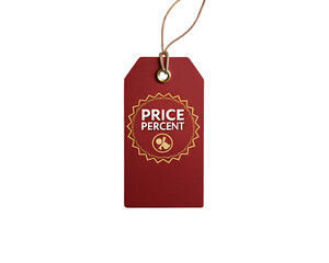 Red Discount Price Tag with Gold Design for Promotions isolated on transparent background