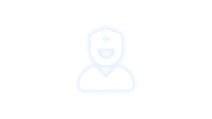 User nurse icon white color glowing neon on black background