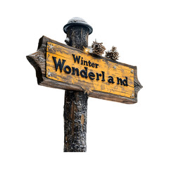 Rustic Winter Wonderland Sign Isolated on Transparent Background