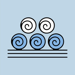 Round hay bales vector isolated icon