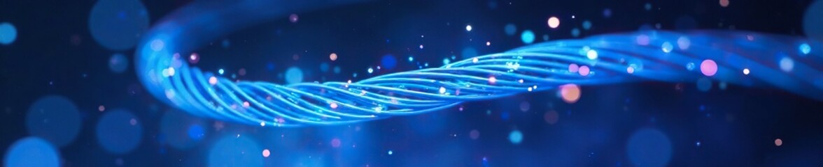 Obraz premium Blue coiled filament shines with intense brightness, shining glow, blue filament