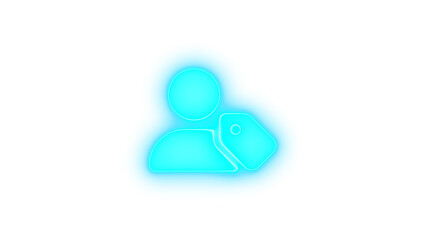 User tag icon cyan color glowing neon on black background