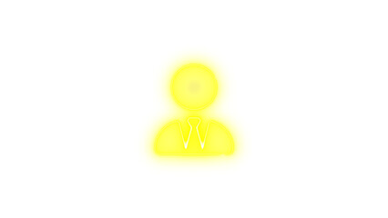 User tie icon yellow color glowing neon on black background