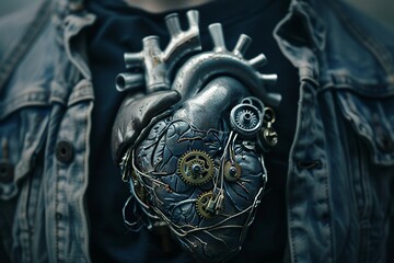 A mechanical heart in a human chest  exploring the concept of alexithymia and emotional detachment