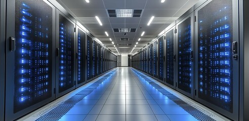 Illuminated Server Racks In Modern Data Center
