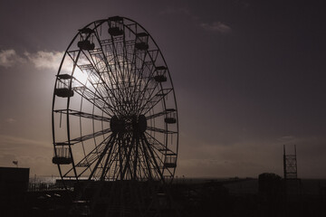 Ferris Wheel Silhouette Against the Setting Sun in Southend on Sea