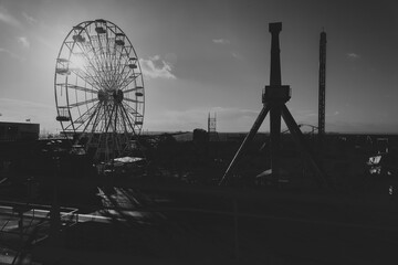 Silhouetted Amusement Park Rides at Southend on Sea
