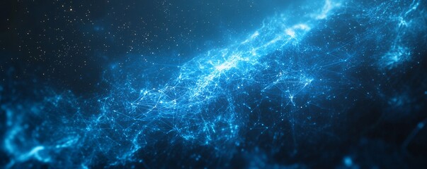 Abstract Blue Network Connections Digital Data Flow Technology Background