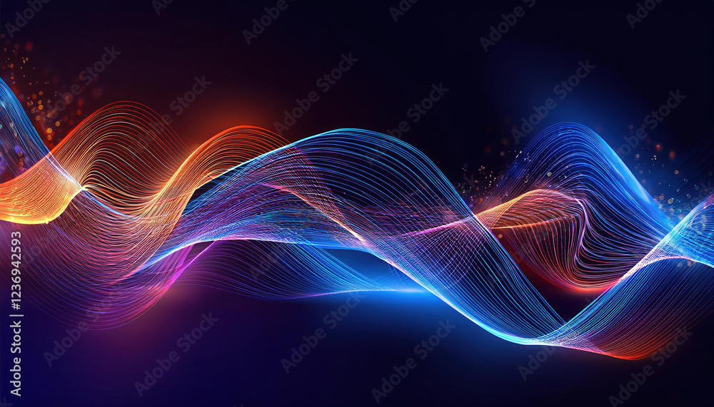 Poster futuristic abstract background featuring dynamic wave design, emphasizing connection and movement