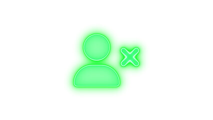 User xmark icon green color glowing neon on black background