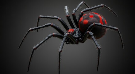 Black Widow Spider 3d Render Red Abdomen Closeup