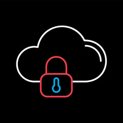 Cloud security vector icon. Data cloud with lock