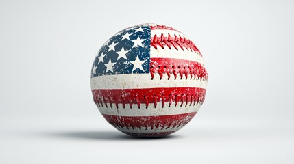 Vintage Baseball with Red, White, and Blue Painted Design