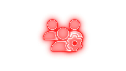 Users gear icon red  color glowing neon on black background