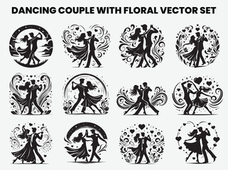Obraz premium Dancing Couple With Vector Set