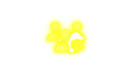 Users gear icon yellow color glowing neon on black background