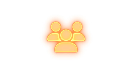 Users icon brown color glowing neon on black background