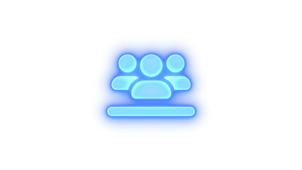 Users line icon blue color glowing neon on black background