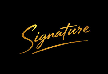 write on "Signature" Luxury gold script editable text effect, elegant gold style text