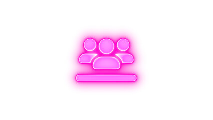 Users line icon pink color glowing neon on black background