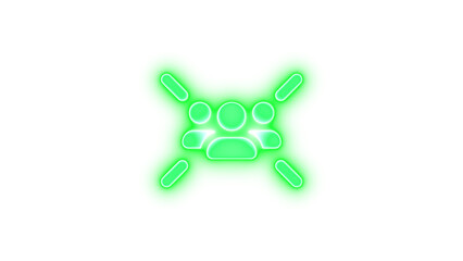 Users rays icon green color glowing neon on black background