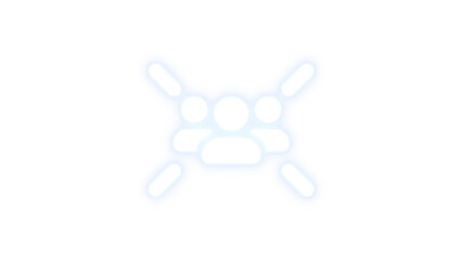 Users rays icon white  color glowing neon on black background