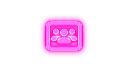 Users rectangle icon pink color glowing neon on black background