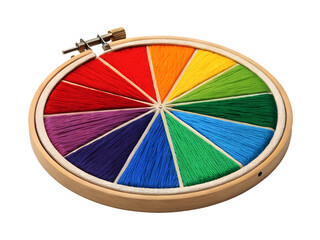 Obraz premium Embroidery hoop PNG isolated on white transparent background, wooden frame craft mockup for sewing, needlework, DIY textile art, vintage decor, high-quality 4K design template for web, social media