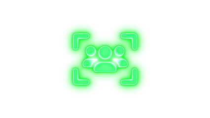Users viewfinder icon green  color glowing neon on black background